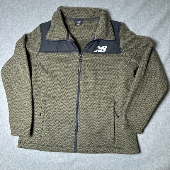New Balance Jackets & Blazers - New Balance Womens XL Herringbone Fleece Full Zip Jacket Olive Green‎ Mock Neck